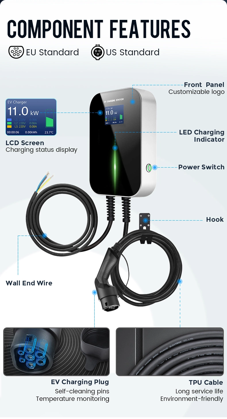 China Level 2 Wallbox Electric Car Charge EV Charging Station 11kw EV Charger