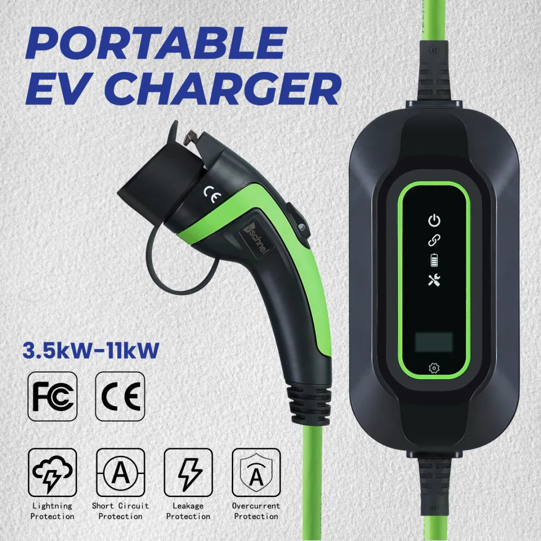 New Update Waterproof Level 2 16A 3.5kw Fast Electric Car Portable Type 1 EV Charger