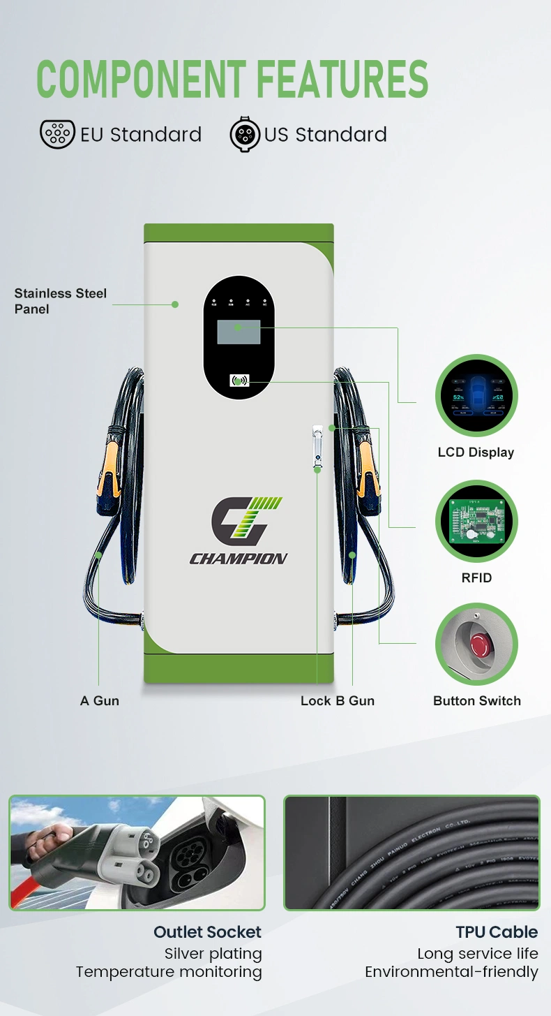 Factory OEM ODM 30-350kw CCS Gbt Ocpp Commercial Electric Car EV Charging Station DC Fast Car Charger