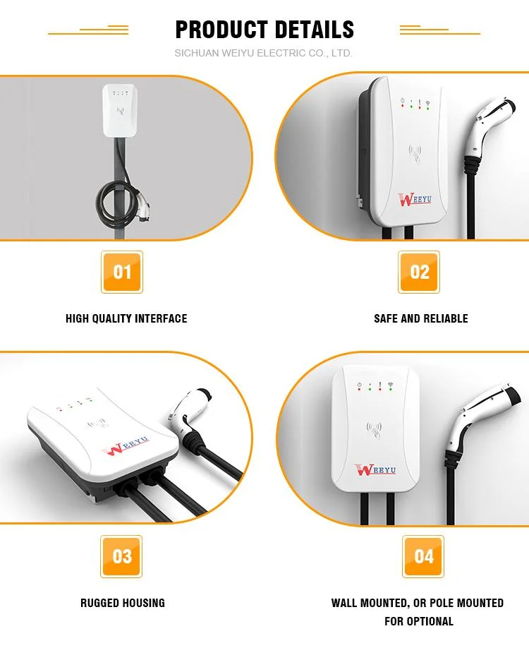 32A Type 2 Charger SAE J1772 Electric Car Charging Station UL Listed EV Charger Charging Box