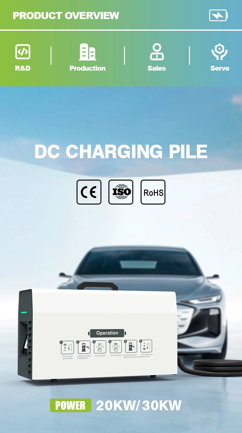 China Factory Portable 20kw/30kw DC EV Charger for Electric Vehicle Charging