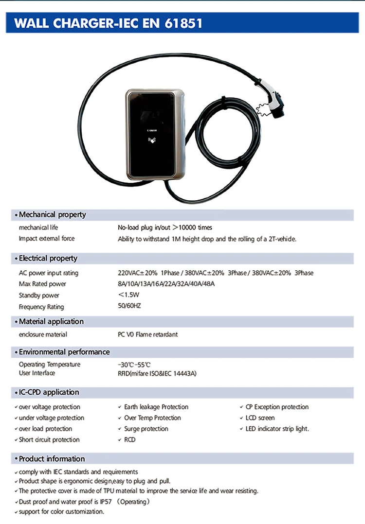 7kw Wallbox Level 2 Electric Vehicle Smart Charger - WiFi, 1 Phase, - 5m Cable -FCC Certified