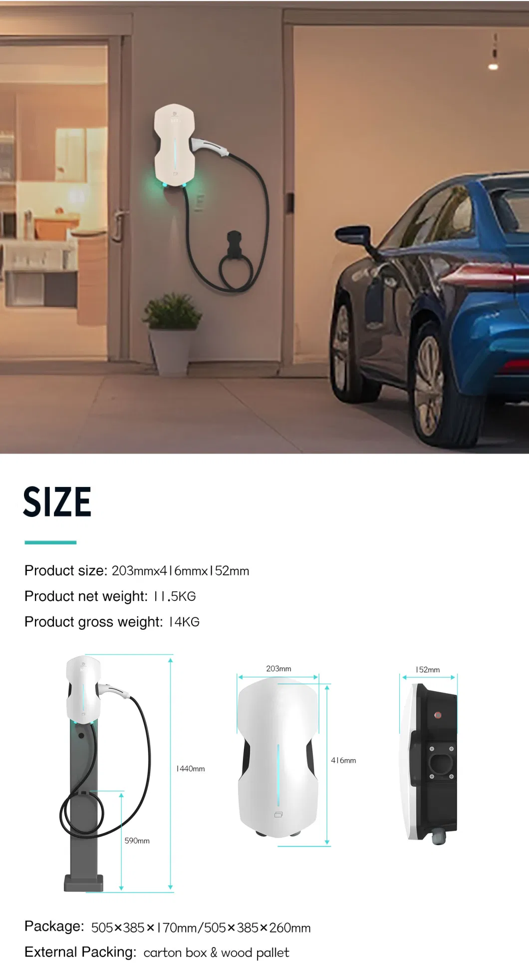 EV Charger 3.5kw 7kw 11kw 22kw Charging Electric Vehicle