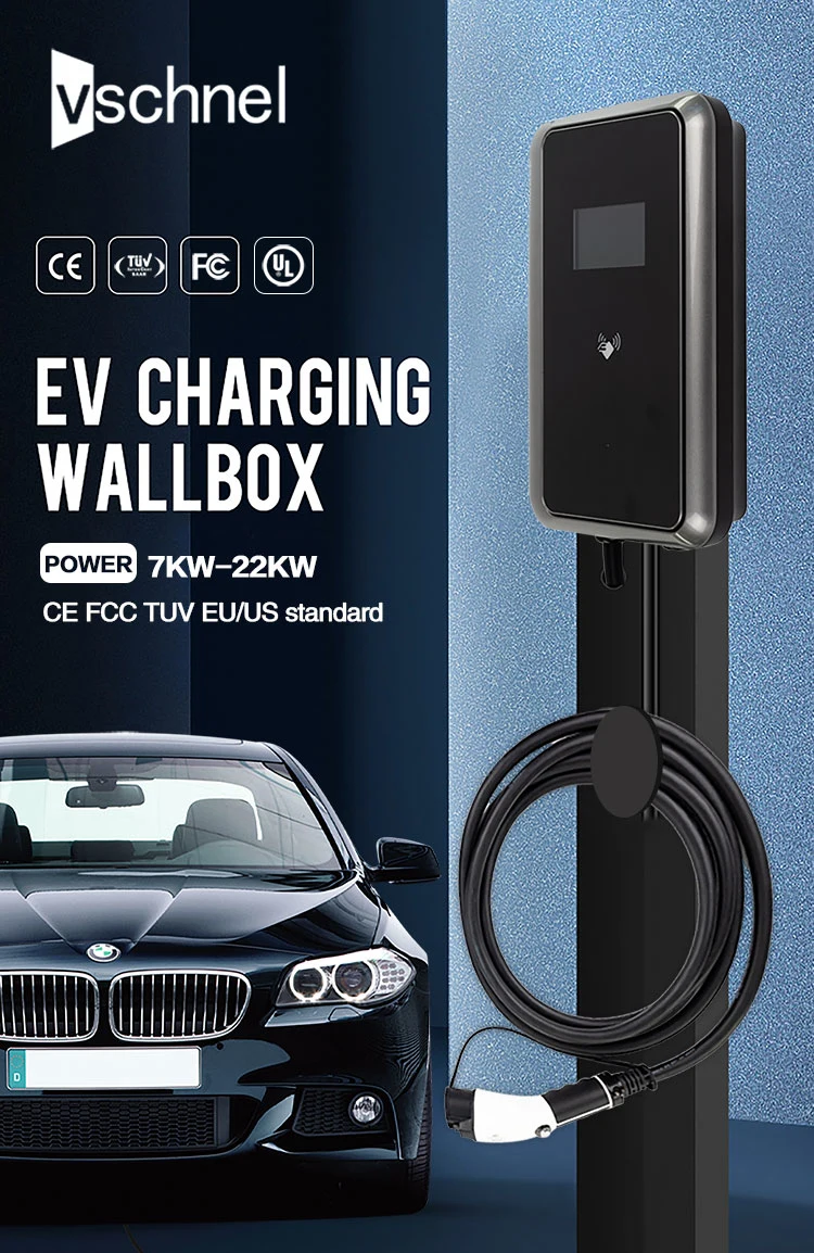 7kw Wallbox Level 2 Electric Vehicle Smart Charger - WiFi, 1 Phase, - 5m Cable -FCC Certified