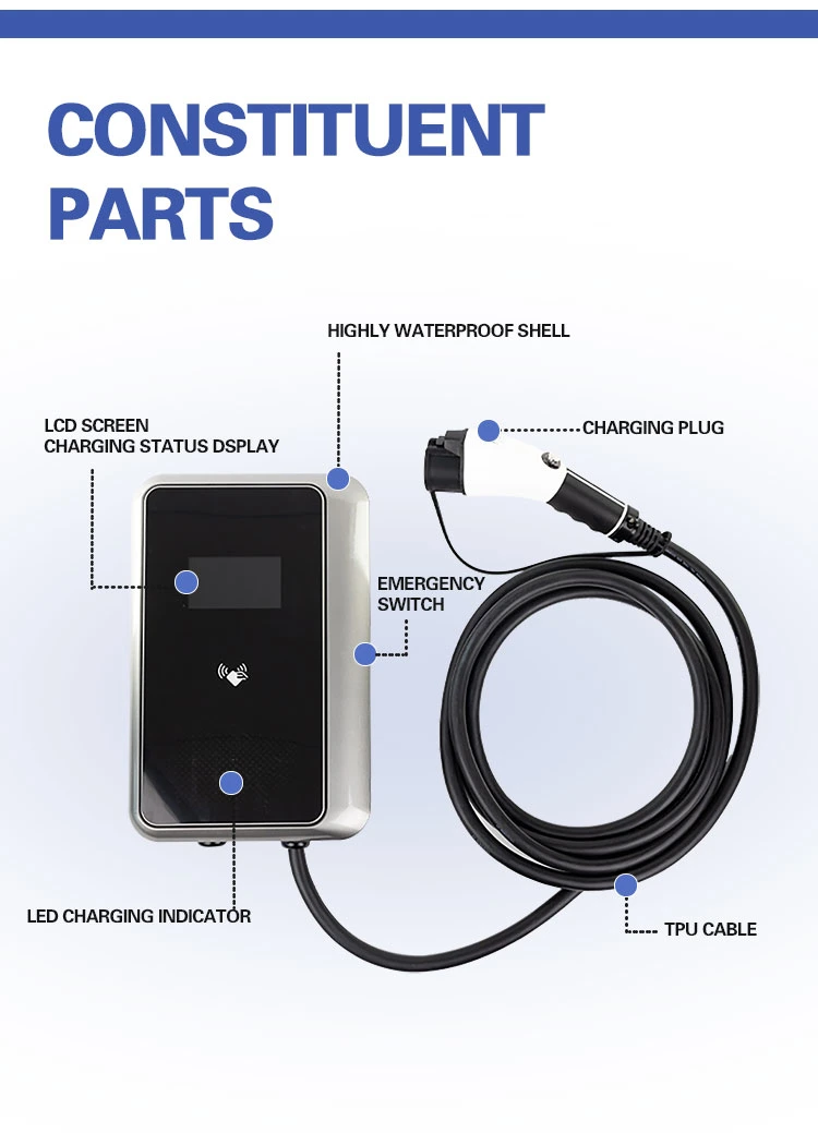 7kw Wallbox Level 2 Electric Vehicle Smart Charger - WiFi, 1 Phase, - 5m Cable -FCC Certified