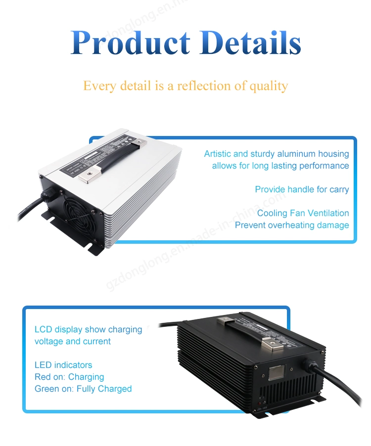 2000W 12V50A Lithium Ion LiFePO4 Lead Acid Battery Pack Charger for EV Factory Direct Sale