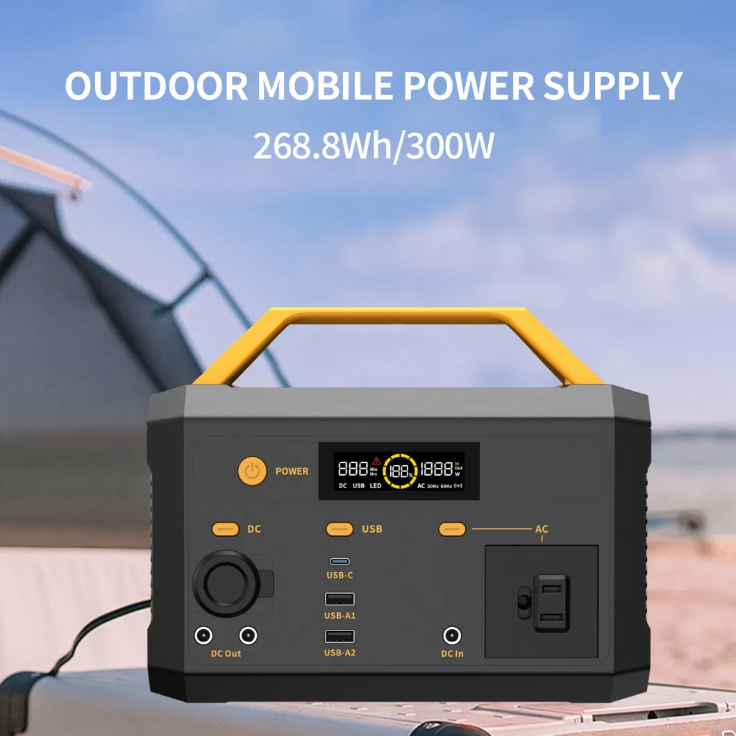 Mini Portable Power Station 268.8wh 300W Multiple Charging Solar Charging