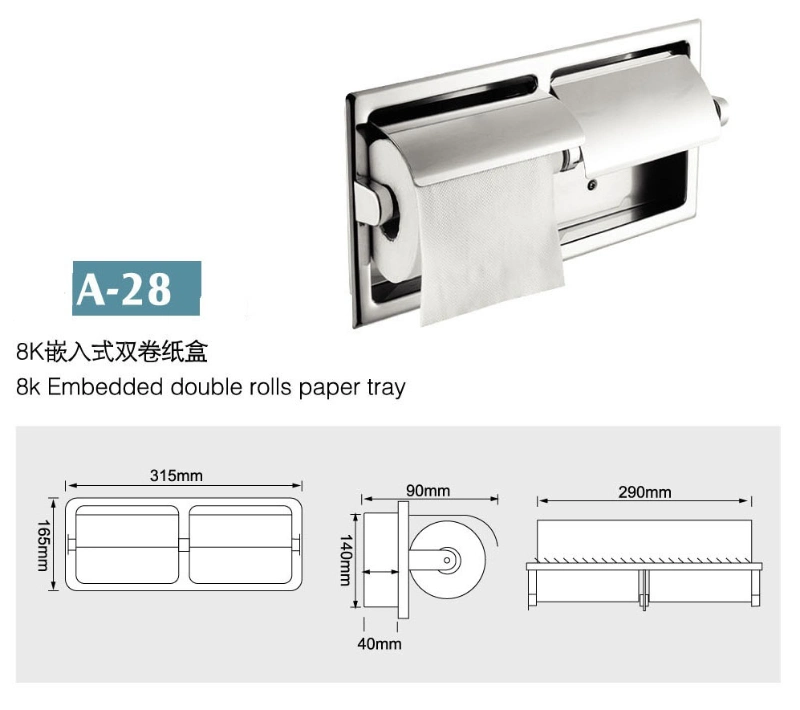 Hotel Bathroom Accessories Stainless Steel Toilet Roll Paper Holder Wall Mounted Tissue Box