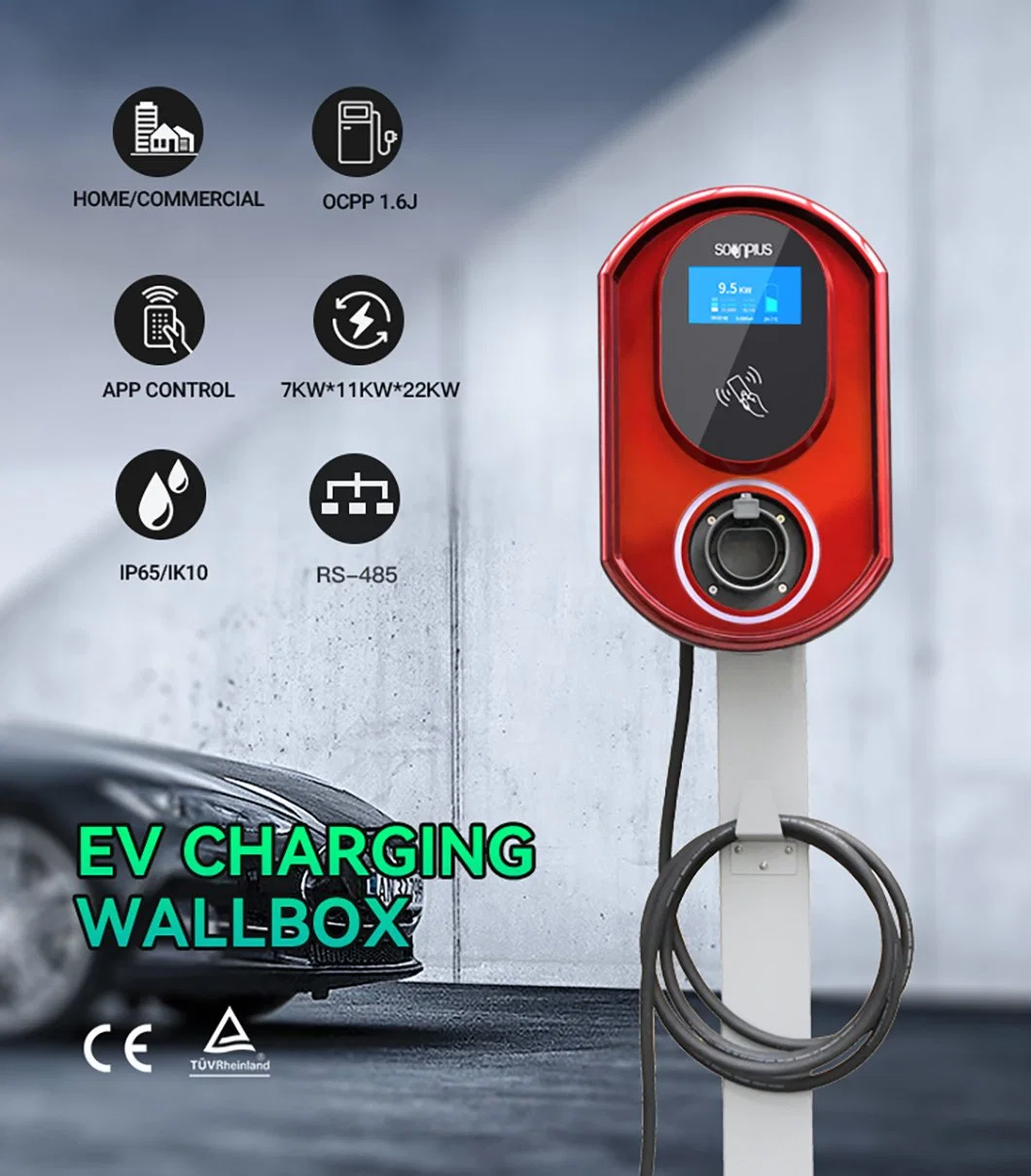 22kw Wall Box AC EV Charger Station Supplier EV Charger Level 2 Electric Car Charging