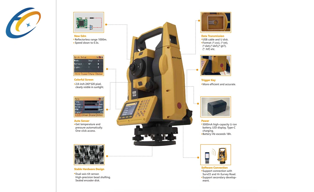 Hot Sale Hi-Target Zts-421 Total Station with 1000m Prism Free Ranging