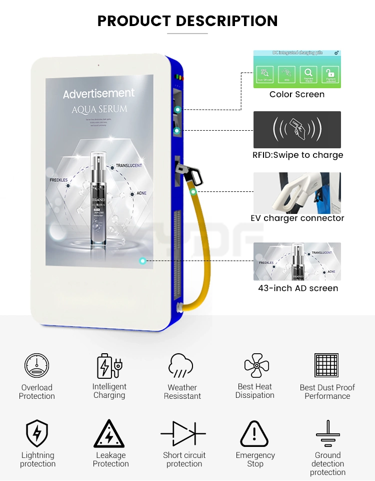 Xydf First Hand Manufacturers Gbt, CCS2/CCS1chademo Full Screen Advertising EV Charging Pile Electric Vehicle Charging Station