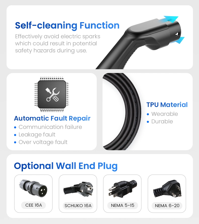 10A or 16A SAE J1772 Type 1 Home Portable EV Charging Box