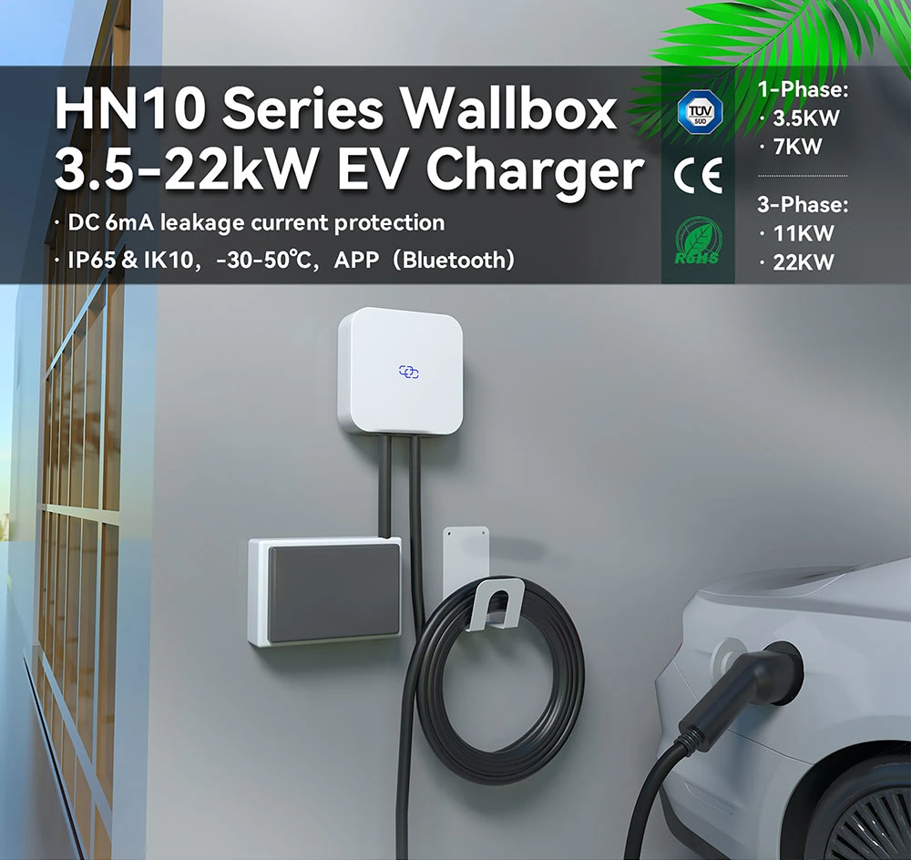 WiFi Evse Type 2 32A EV Car Charger 1 Phase 3 Phase 7kw 11kw 22kw Wallbox Fast Home Electric Vehicle Charging Station