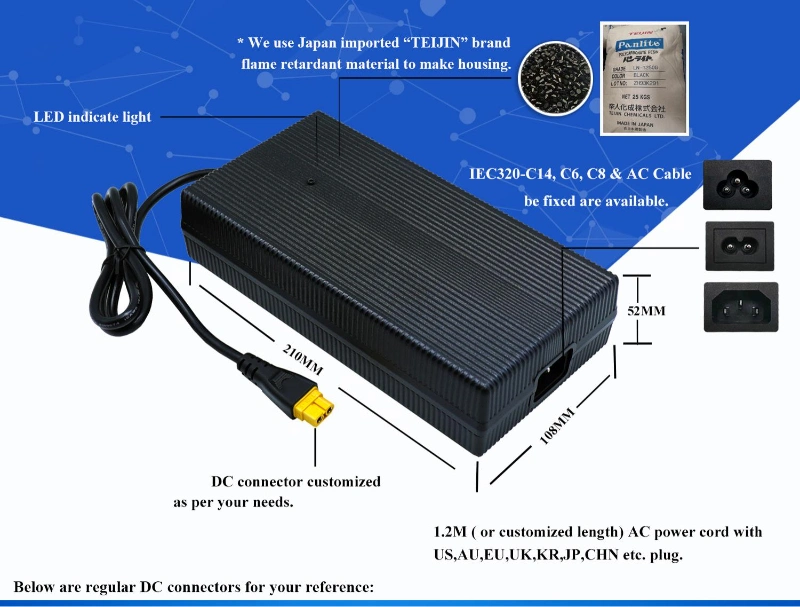 Desktop Single Output 29.4V 9A Intelligent Robot Li-ion Battery Charger with UL CE