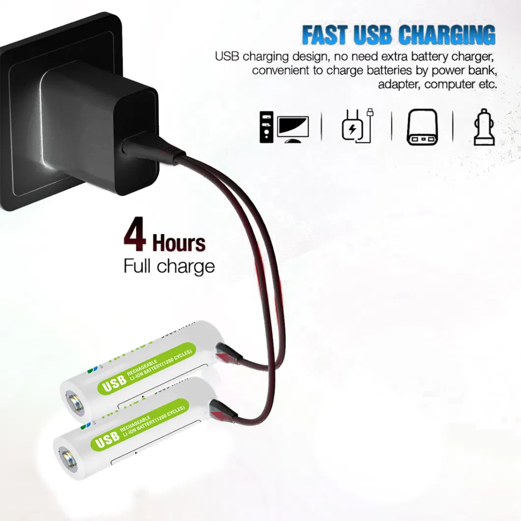 AA Lithium Battery High Quality with Charging Cable Manufacturer Directly Supply