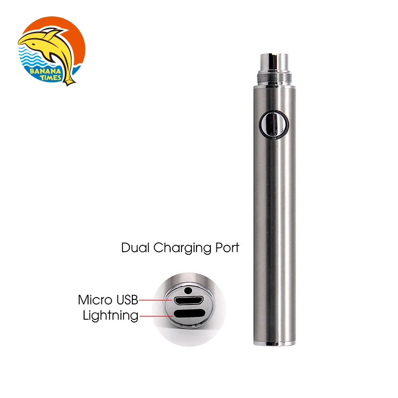 Original Factory Price 510 Thread Battery Dcb 650mAh Big Capacity Rechargeable Preheat Button Disposable Vape Pen Battery with Dual Charging Port