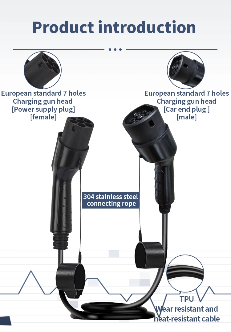 Chinese Factory Selling EU Standard Three-Phase AC European Standard Electric 2 Double End Gun Piling Line Extension Line Car Charger