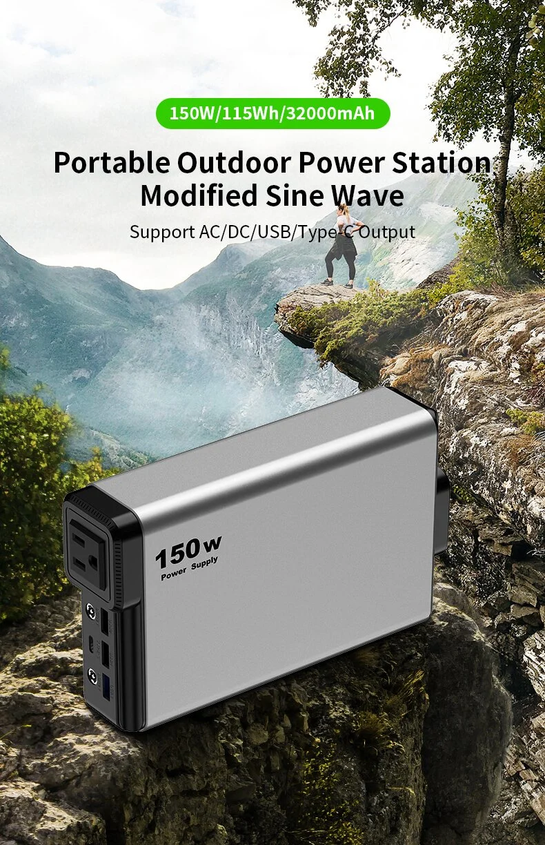 Factory Price High Quality Lithium Ion Battery Portable Charging Power Bank 32000mAh 150W Power Station Solar Battery with AC Output
