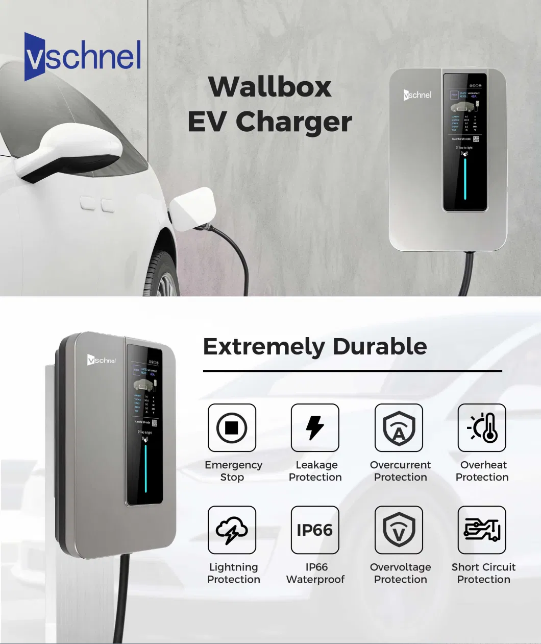 7kw 9kw 11kw Custom AC Wall Box EV Car Charger Charging Station for All Evse