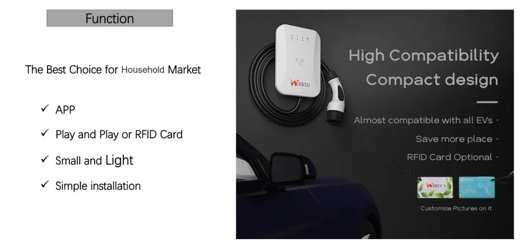 NEMA 14-50 7kw 10kw Wallbox EV Charging Station Type 1 Commercial Home Use EV Chargers with WiFi and Ocpp