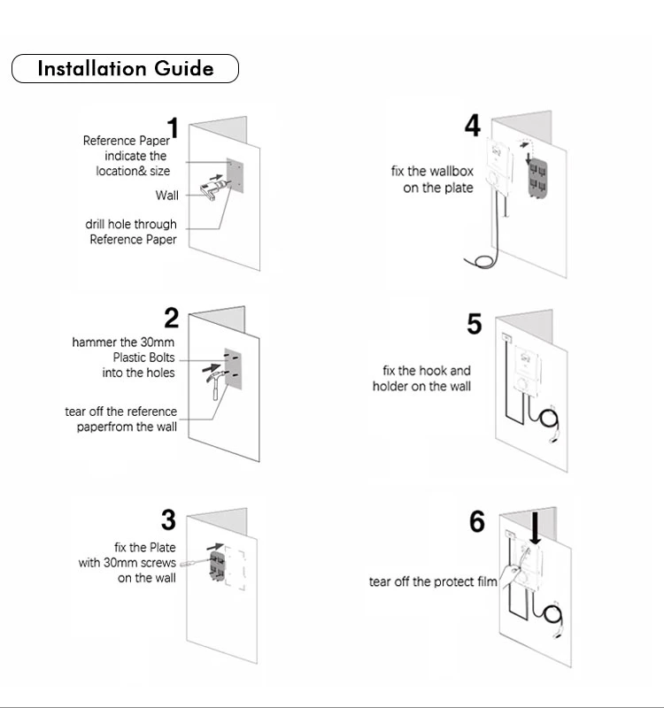 7kw Wallbox Charger Untethered for Electric Vehicle Charging Station