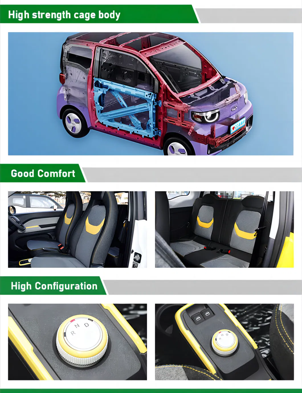 Electric Car in China Chery QQ Ice Cream 20kw Fast Charging EV Car 3 Door 4 Seats Mini City Mobility Vehicle