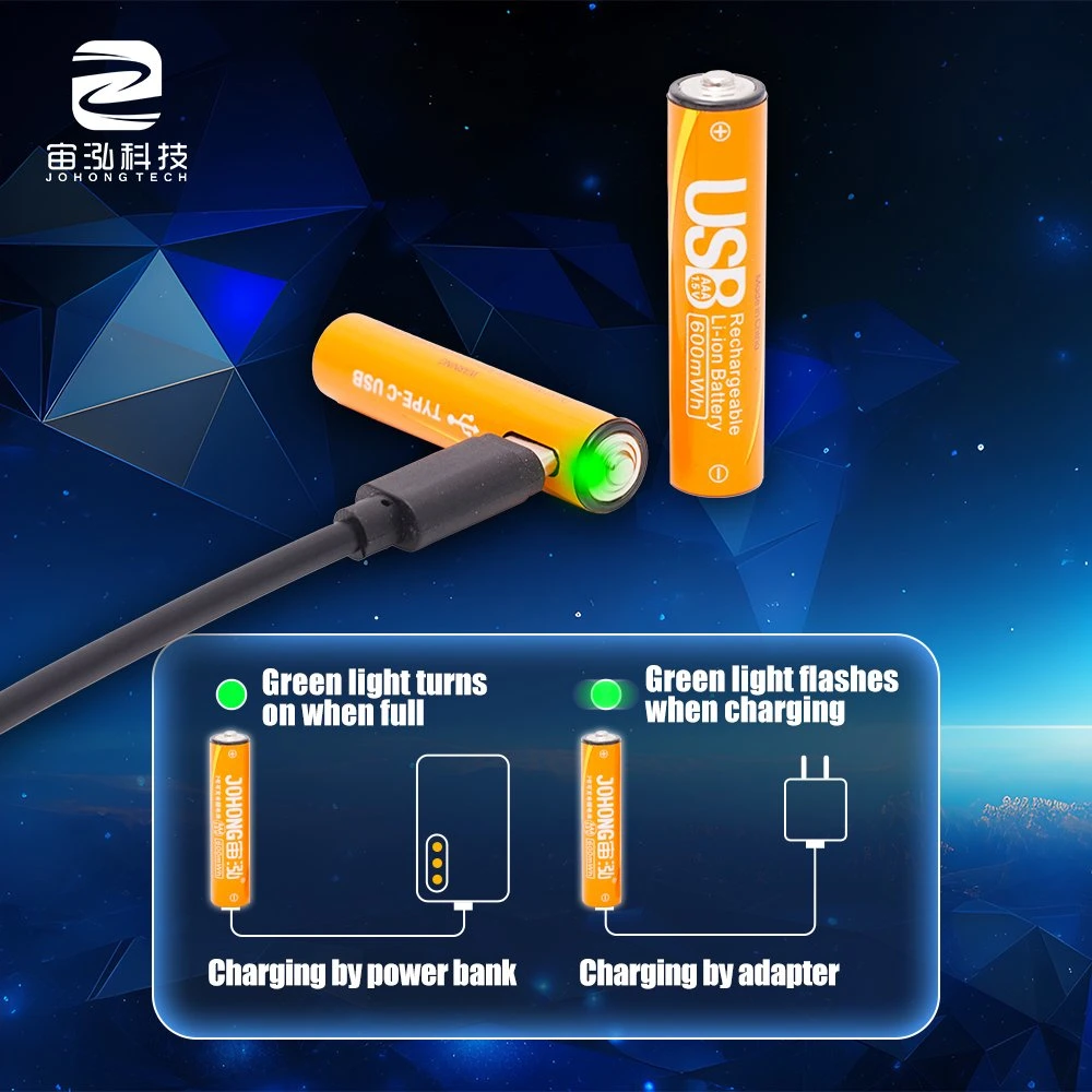 Factory Price Fast Charging Li-ion AAA Batteries with USB Type-C Port