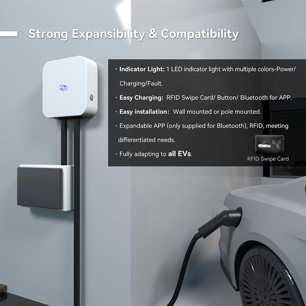 WiFi Evse Type 2 32A EV Car Charger 1 Phase 3 Phase 7kw 11kw 22kw Wallbox Fast Home Electric Vehicle Charging Station
