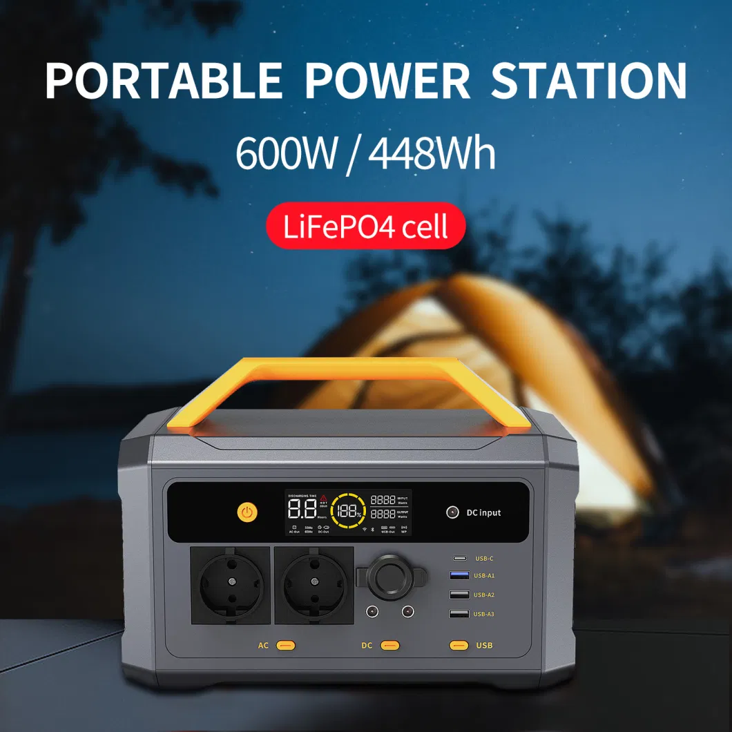 600W Multifunctional Portable Power Supply Solar Station with 448wh for Outdoor Activities