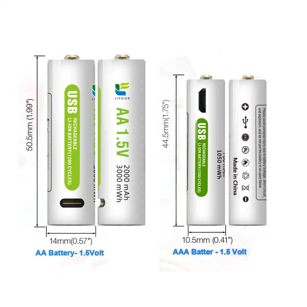 AA Lithium Battery High Quality with Charging Cable Manufacturer Directly Supply