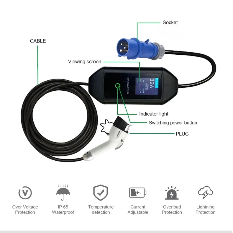 Factory Manufacturer Portable EV Charging Us Version Type1 for Outdoor Camping EV Charger