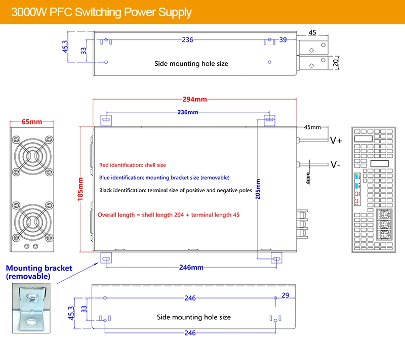 3000W High Current 62.5A 24V 48V DC Power Supply 3kw 0.98 Pfc Switch DC Power Supply Single Output Battery Charger