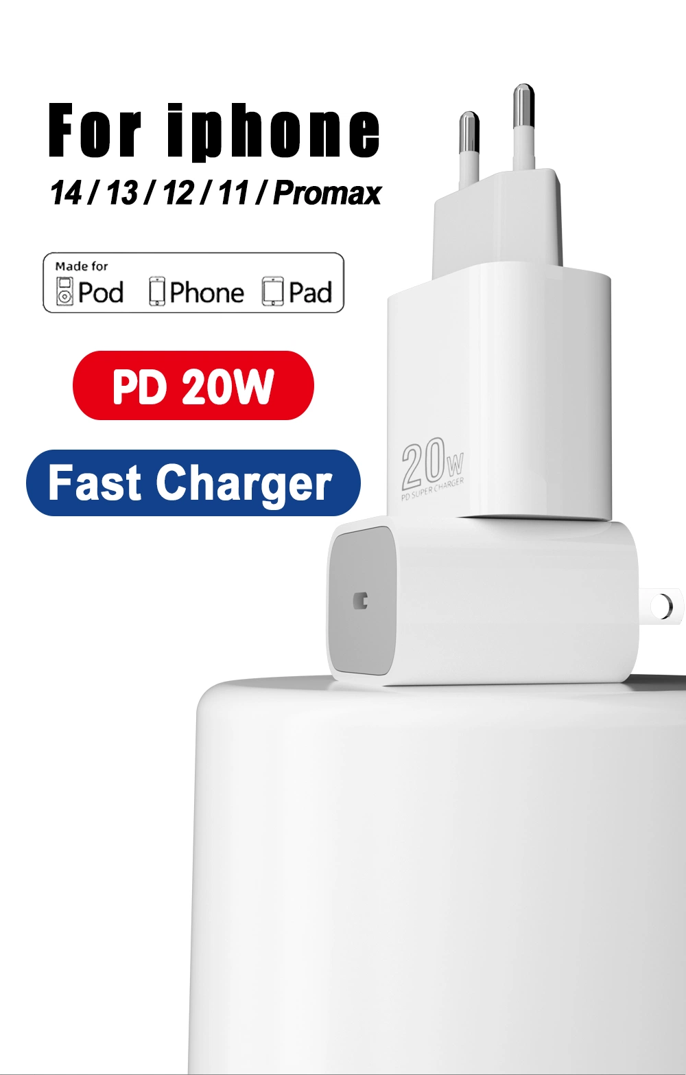 for iPhone 15 14 13 12 11 PRO Max Xr X Xs 8plus Original Fast 20W Type C Wall Charger Plug USB-C Power Adapter Pd20W Charger