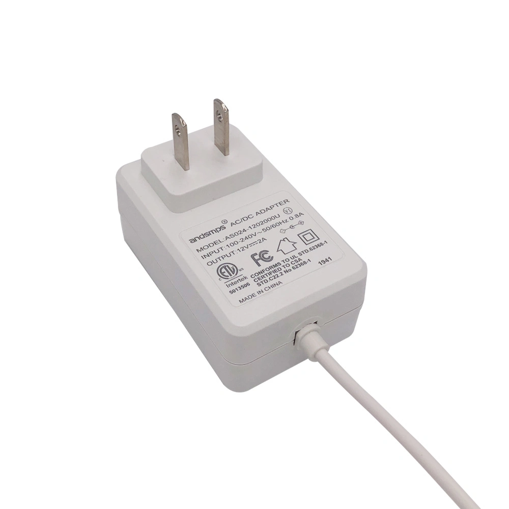 Jianyuan Power Manufacture 24W USA AC Switching Adapter 12V 2A Us Wall Charger UL FCC ETL Approved for Battery Charging