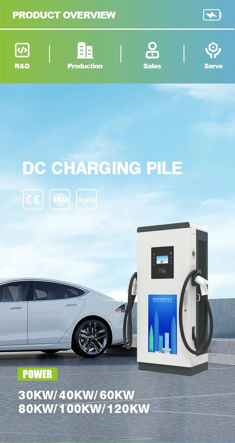 Electric Vehicle Charging Station 120kw DC Charging Station Ground-Mounted Type EV Charger DC Charging Pile Chademo 4G Wi-Fi RFID Card Ocpp1.6j OEM ODM