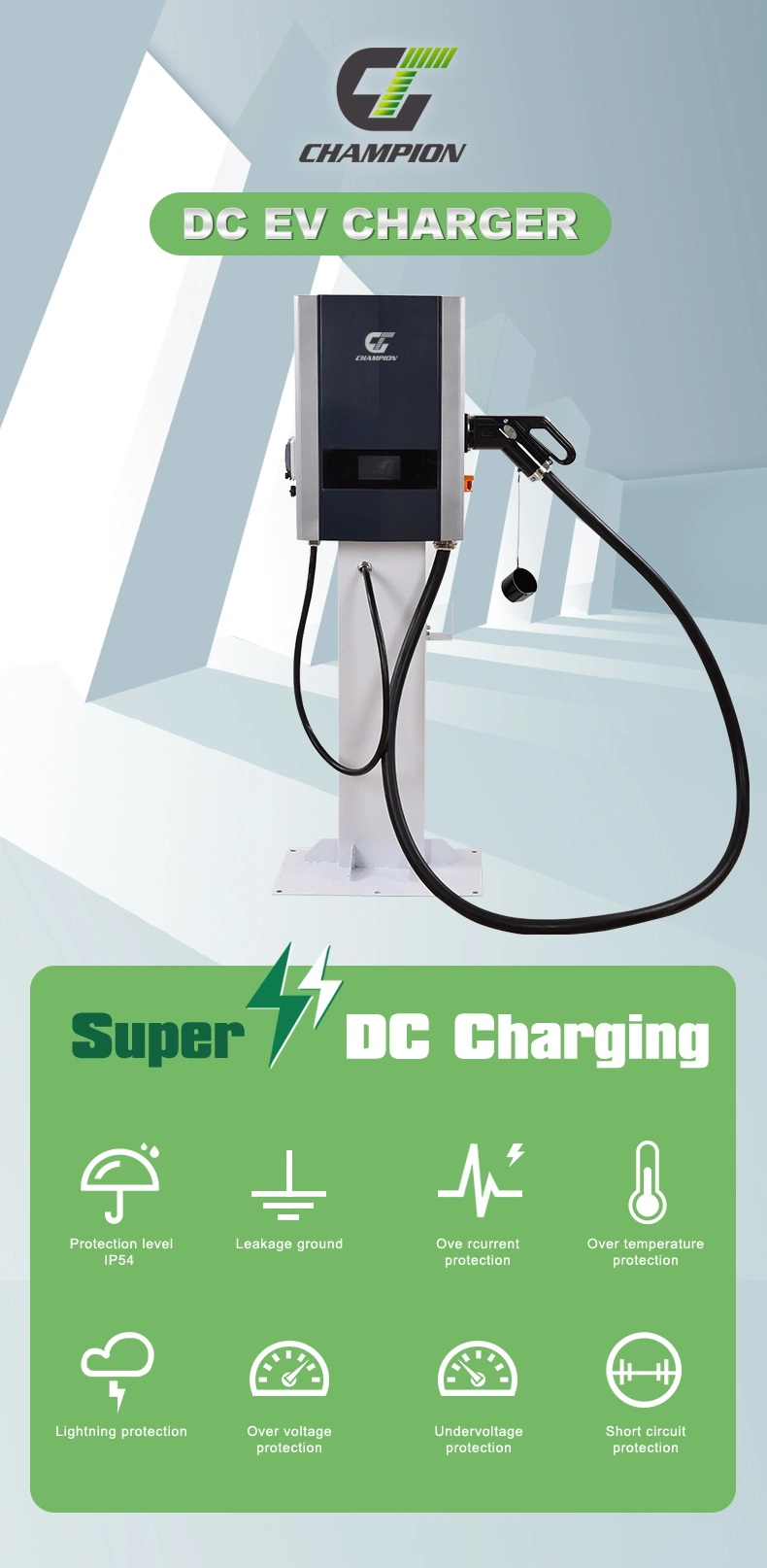 Champion Wholesale 30kw 40kw Chinese and EU Standard DC EV Charger for Electric Car with Ocpp and Swiping Card