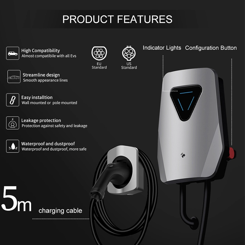 Manufacture 2023 Hot Selling EV Charger Wi-Fi and Bluetooth APP Control Home Smart Electric Vehicle EV Charger EV Charger for Telsa