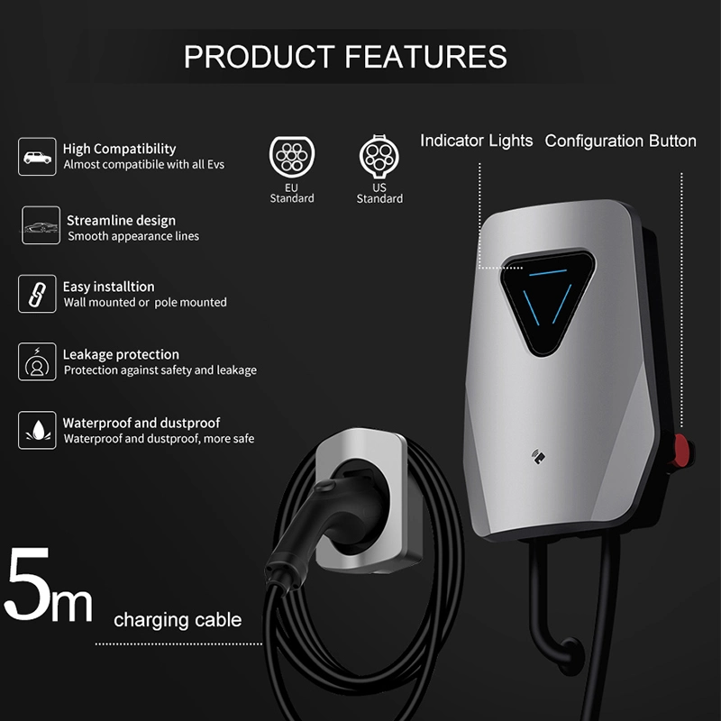 CE Certified Home Use Wallbox 7kw 22kw 32A WiFi Type 2 Plug Wall Mounted AC EV Charger EV Car Charger /Battery Charger/Universal Charger