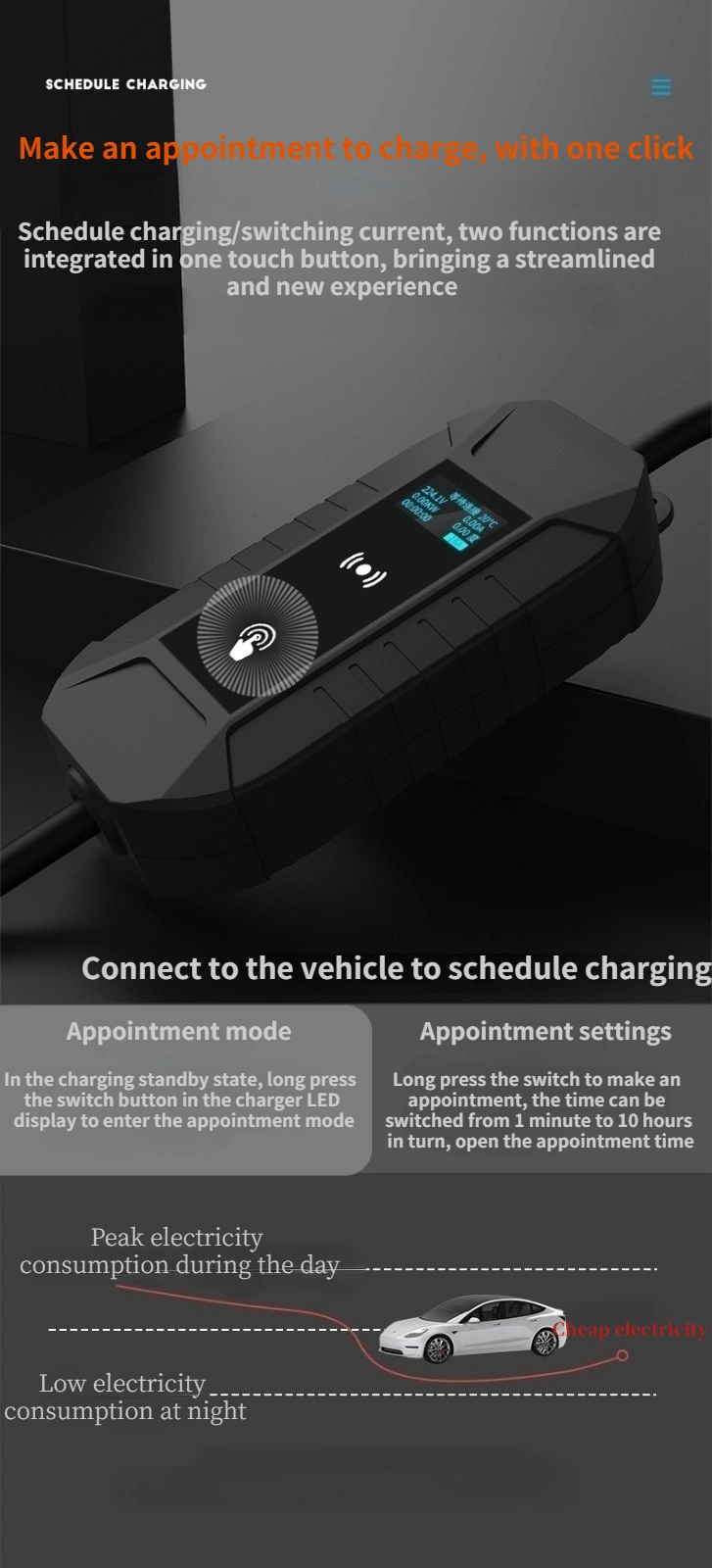 Portable Mode 2 3.5 Kw 16A EV Car Charging Station Level 2 AC EV Car Battery Chargers