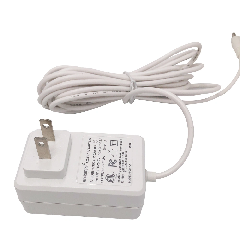 Jianyuan Power Manufacture 24W USA AC Switching Adapter 12V 2A Us Wall Charger UL FCC ETL Approved for Battery Charging