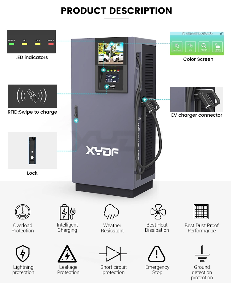 Xydf China Manufacturer 60kw 80kw Gbt, CCS1, CCS2, Chademo DC EV Charger Station for Outdoor