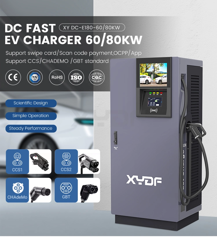 Xydf China Manufacturer 60kw 80kw Gbt, CCS1, CCS2, Chademo DC EV Charger Station for Outdoor