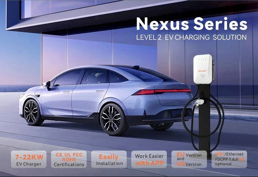 Weeyu New Design 7kw 10kw EV Charger with Type 1 Type2 7kw 10kw Easy Use Chinese EV Charger Manufacturer with Wall Mounted for Electric Car Charging Stations