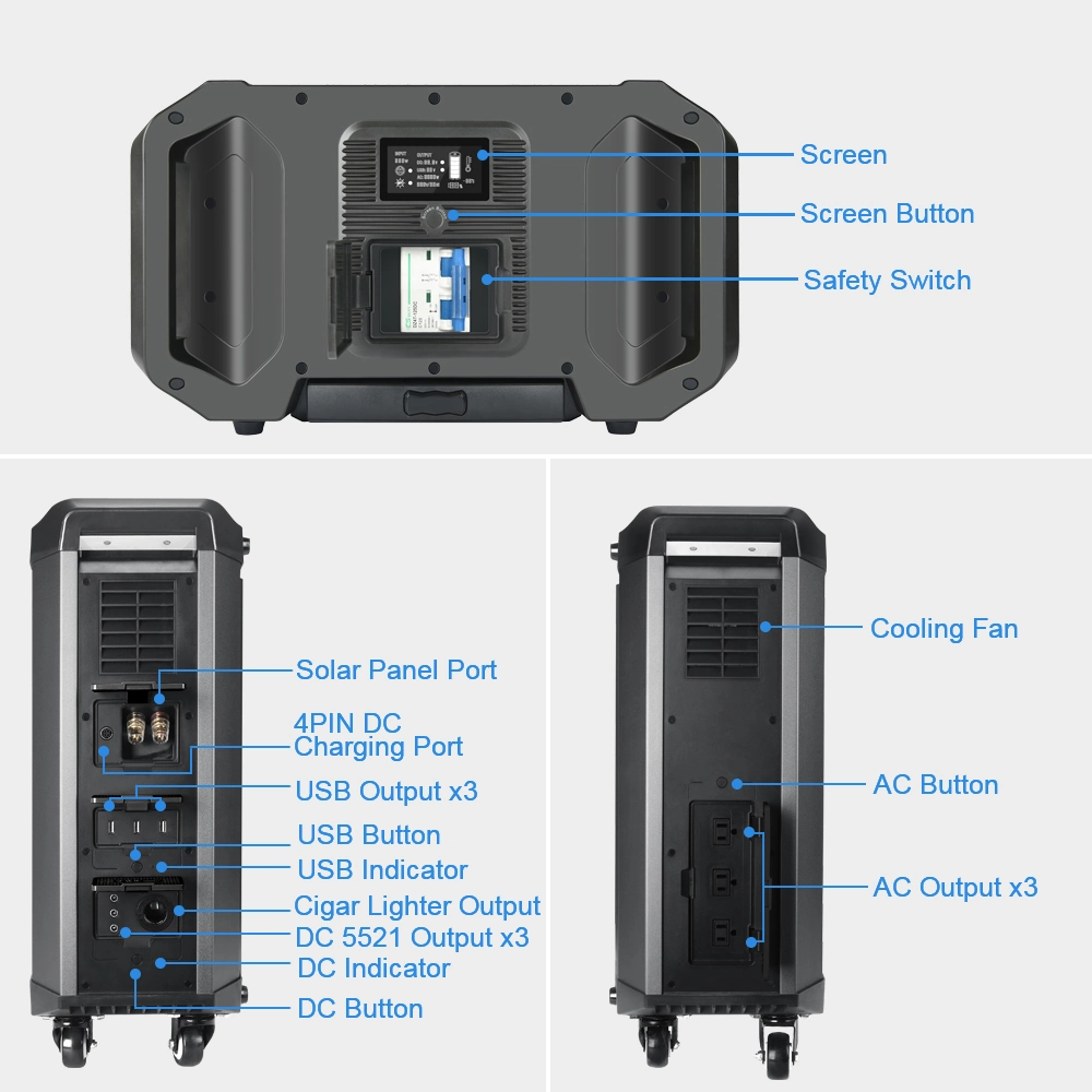 off Grid All in One 2000W Home Solar Portable Power Station Energy Storage Battery System Stations