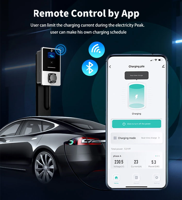 7kw Wallbox Charger Untethered for Electric Vehicle Charging Station