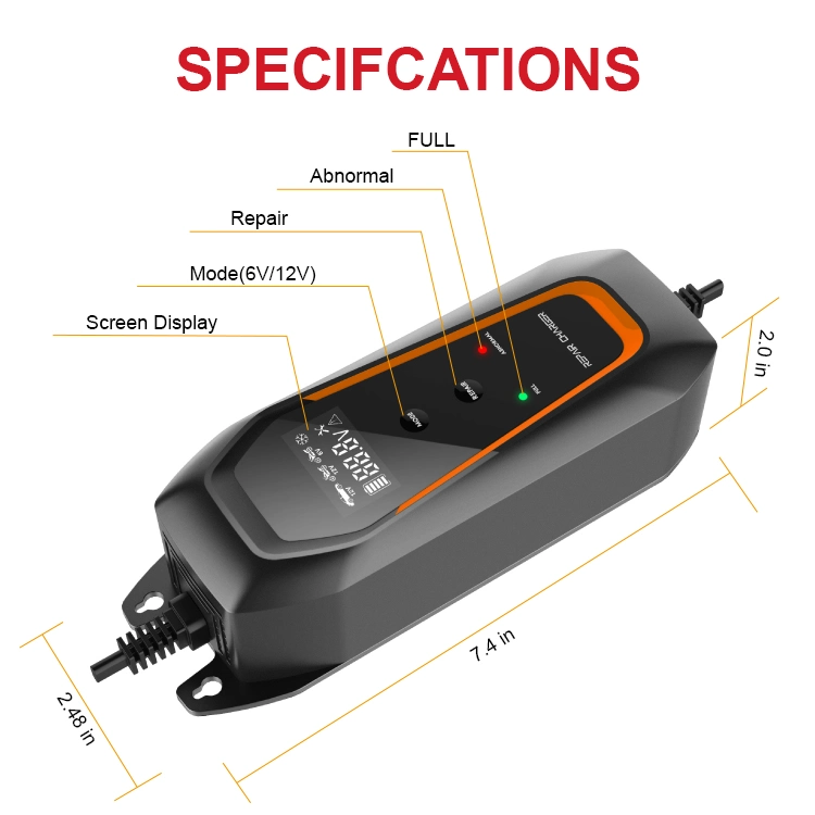 Durable 100-240V 60W Pulse Repair 12V 4A Lead-Acid Hybrid Car Battery Charger