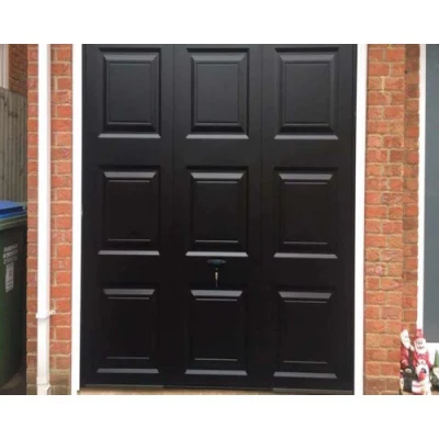 Black Overhead Aluminum Alloy Garage Door with Clear Glass Panel for Villa