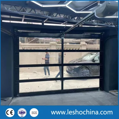 Cost Effective Customized Transparent Polycarbonate or Tempered Glass Sliding Sectional Overhead Garage Door for 4s Shop