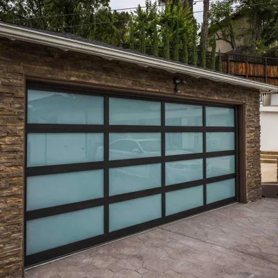Residential Automatic Roller Door 9 FT X 8 FT 10X8 Spring Sectional Aluminum Alloy Metal Glazed Garage Door Exterior Gate