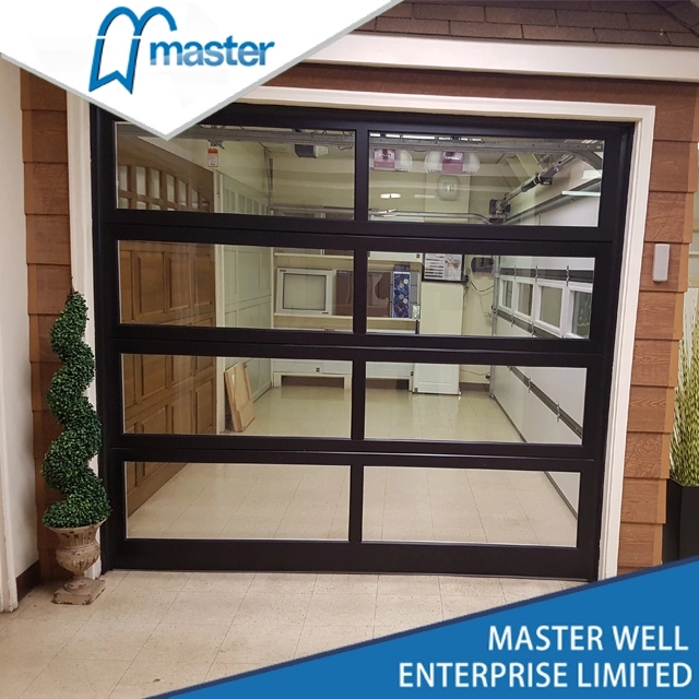 Master Well Custom Design Durable and Strong Automatic Sectional Aluminum Glass Garage Door with Frosted Glass